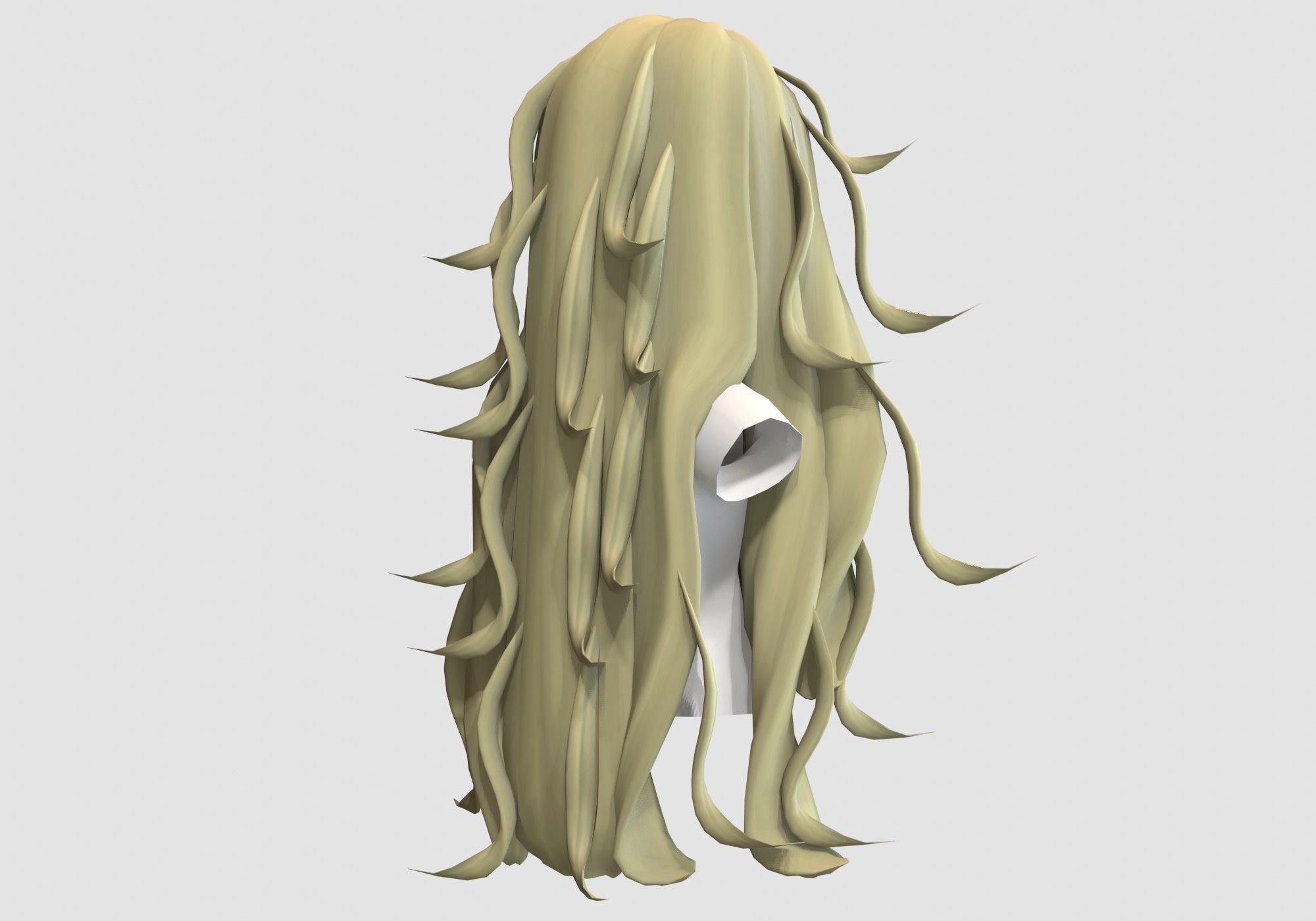 Long Wavy Hairstyle Low-poly 3D model_3