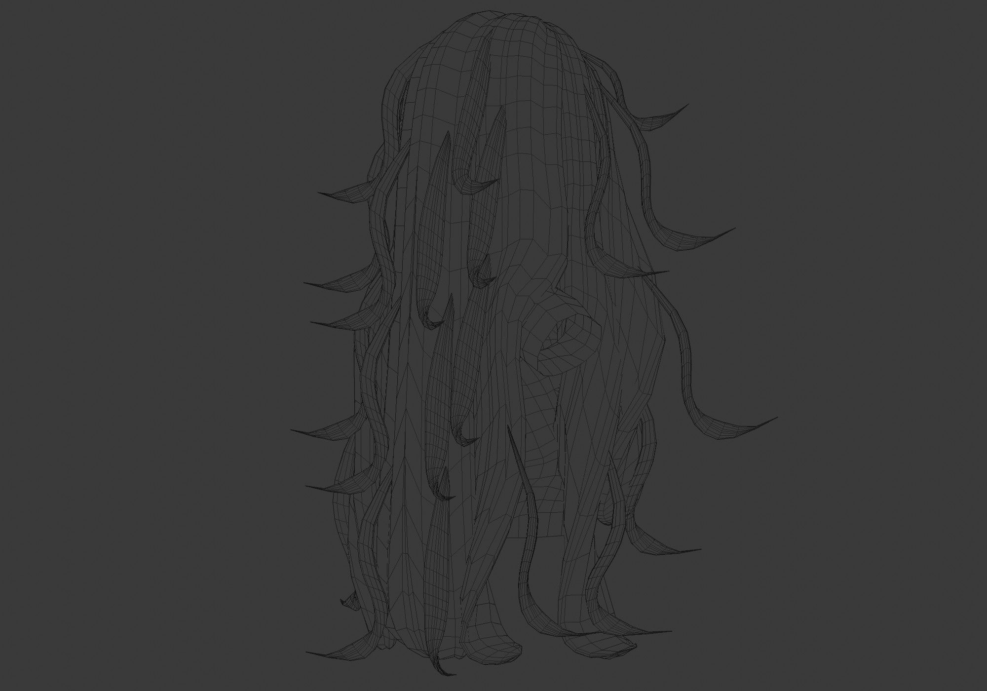 Long Wavy Hairstyle Low-poly 3D model_8