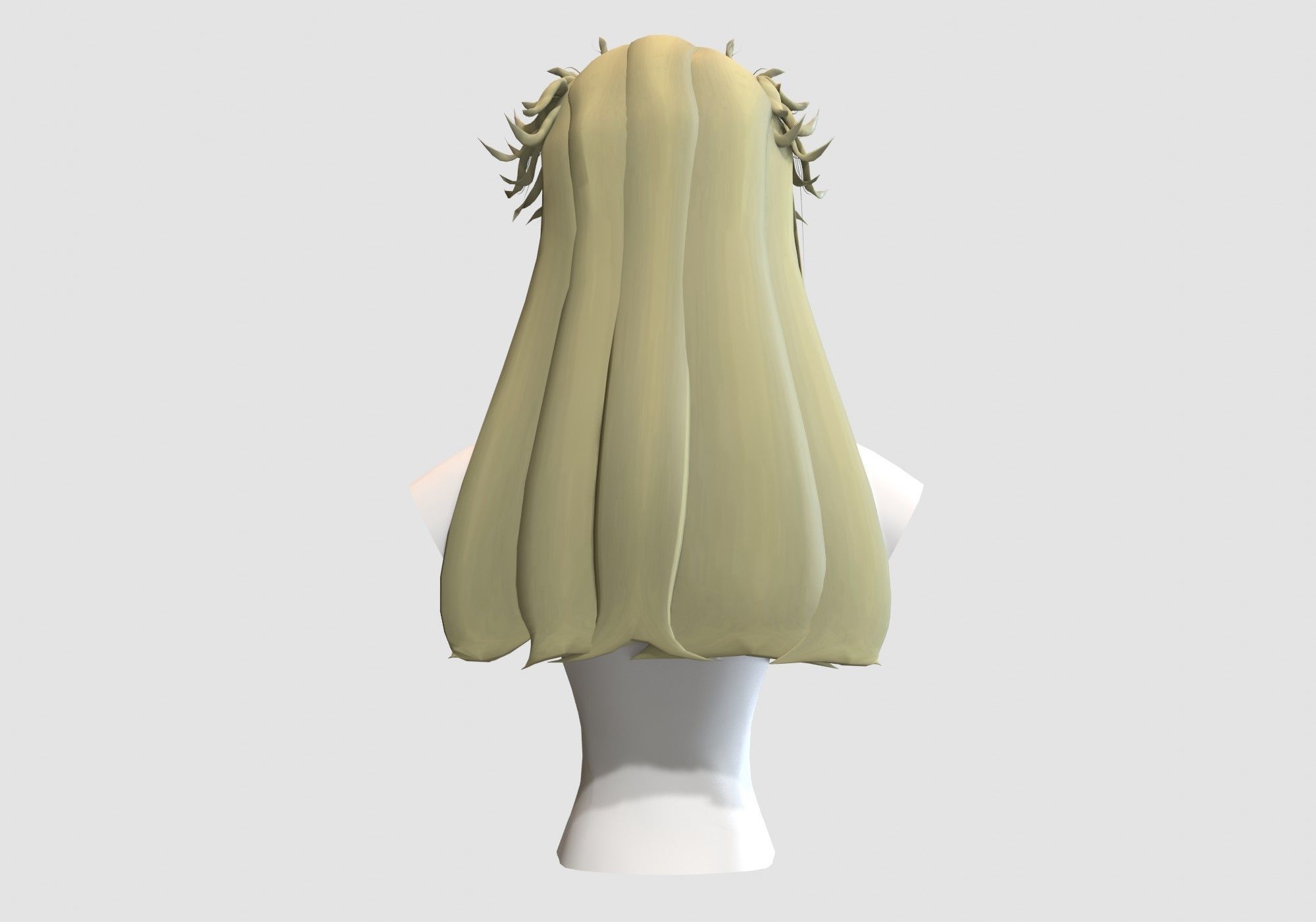 Long Female Hairstyle Low-poly 3D model_4