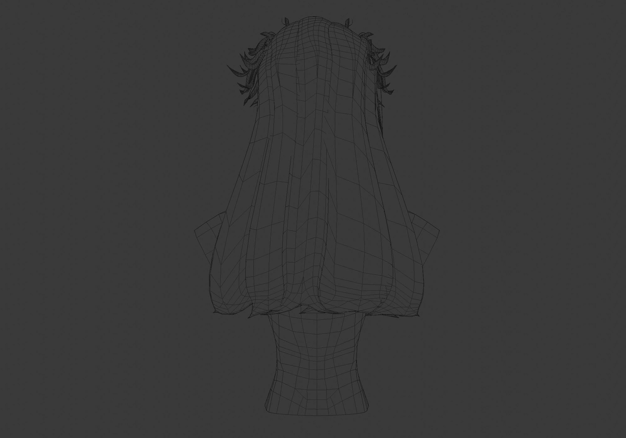 Long Female Hairstyle Low-poly 3D model_9