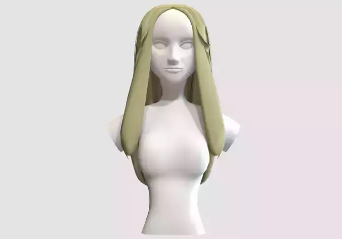 Female Long Hairstyle  Low-poly 3D model