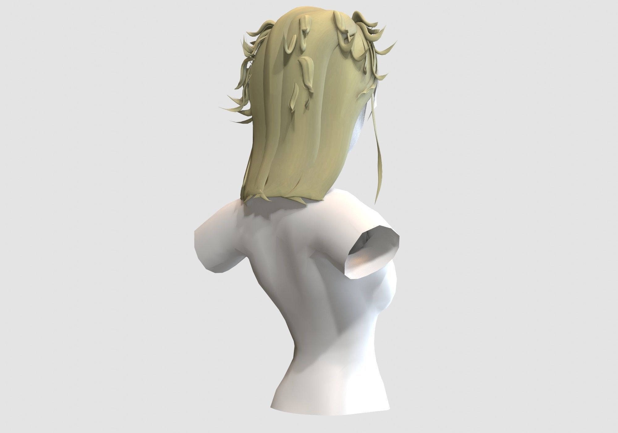 Female Elf Hairstyle Low-poly 3D model_3
