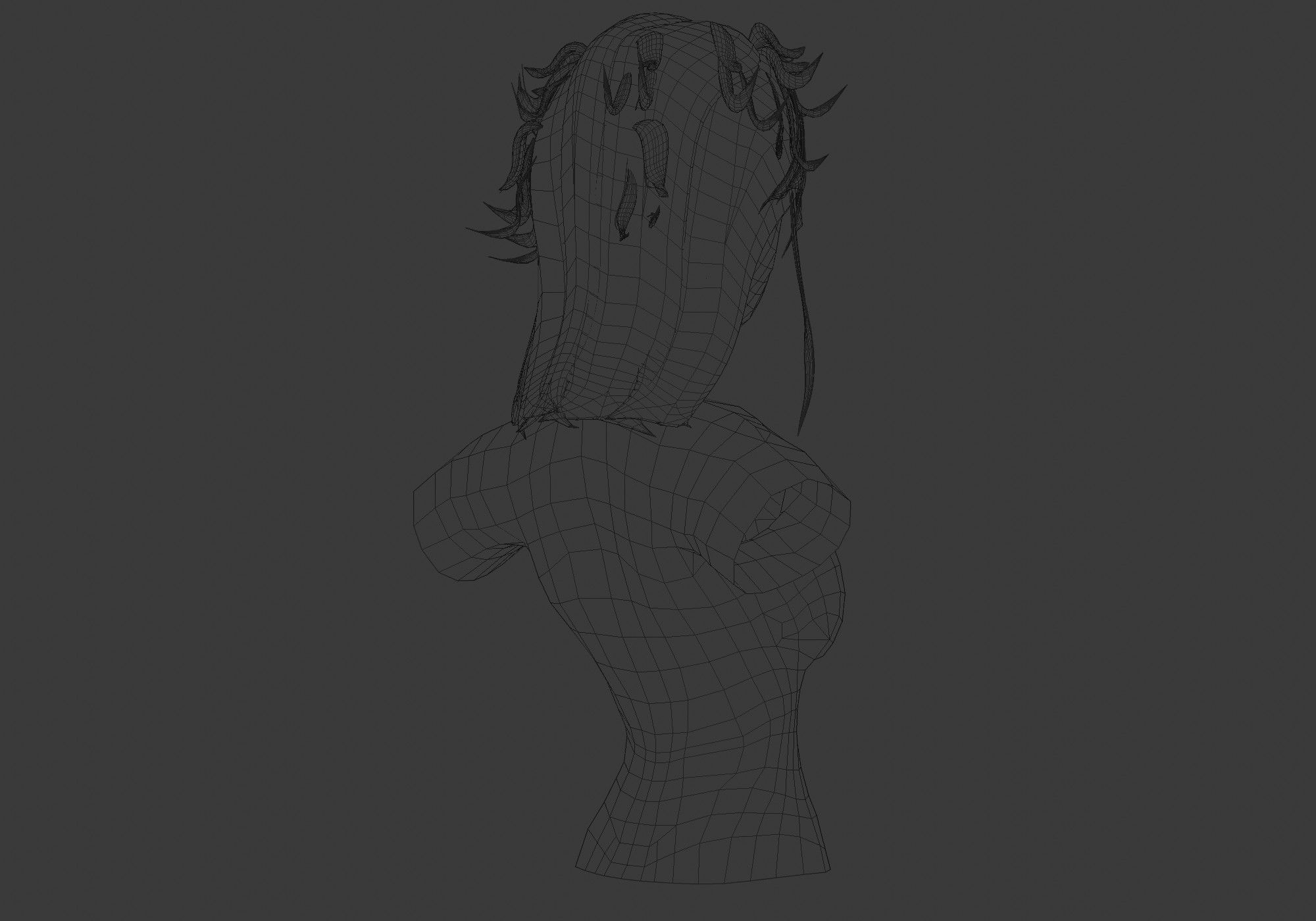 Female Elf Hairstyle Low-poly 3D model_8