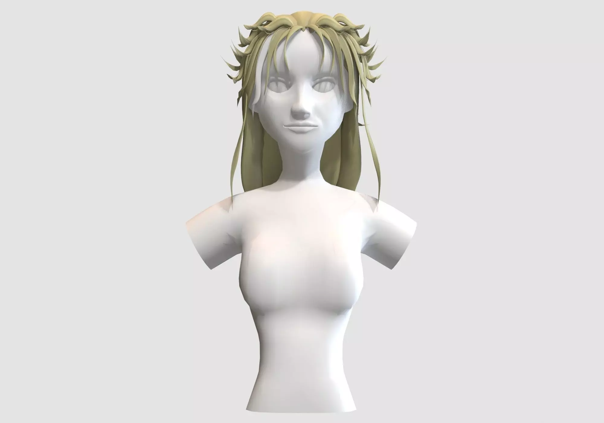 Female Elf Hairstyle Low-poly 3D model_0