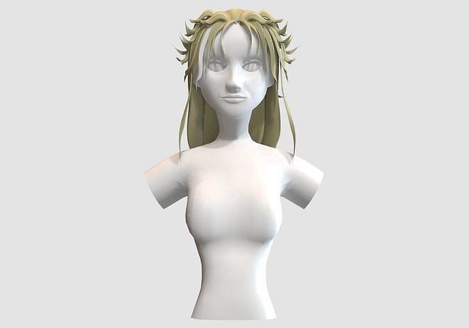 Female Elf Hairstyle  Low-poly 3D model