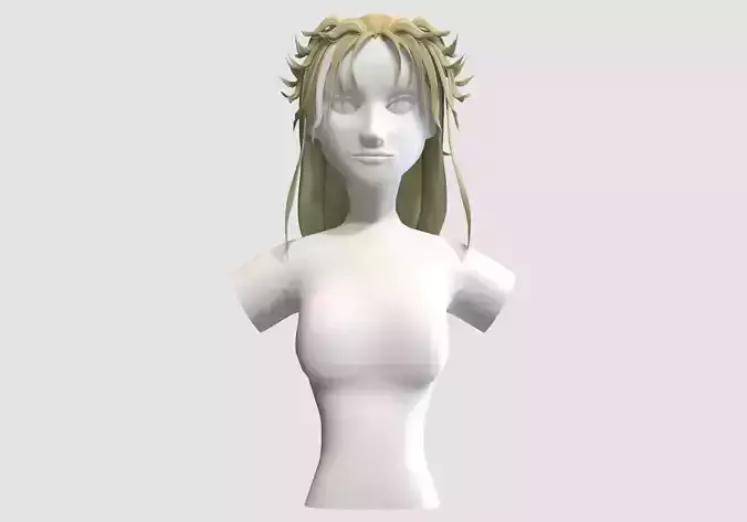 Female Elf Hairstyle Low-poly 3D model Female Elf Hairstyle Low-poly 3D model