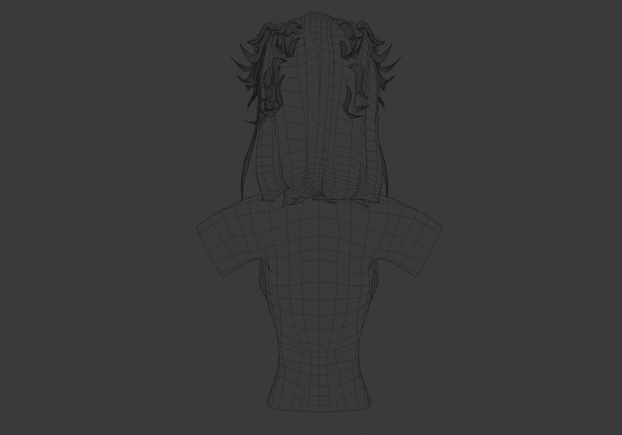 Female Elf Hairstyle Low-poly 3D model_9