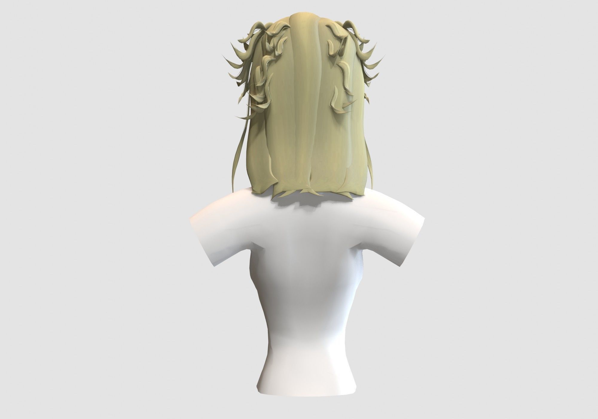 Female Elf Hairstyle Low-poly 3D model_4