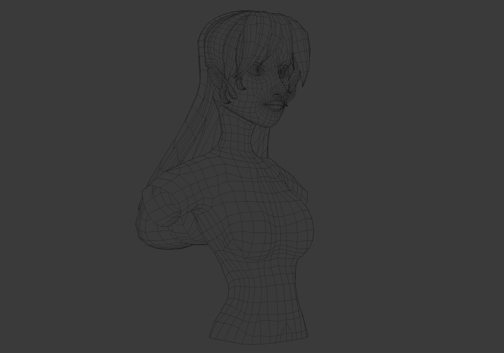 Female Blond Hairstyle Low-poly 3D model_6