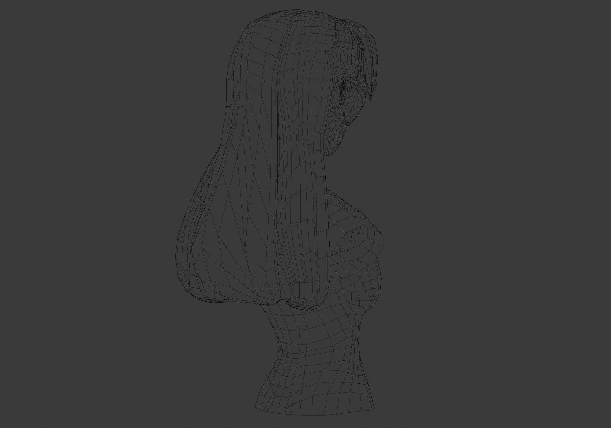 Female Blond Hairstyle Low-poly 3D model_8