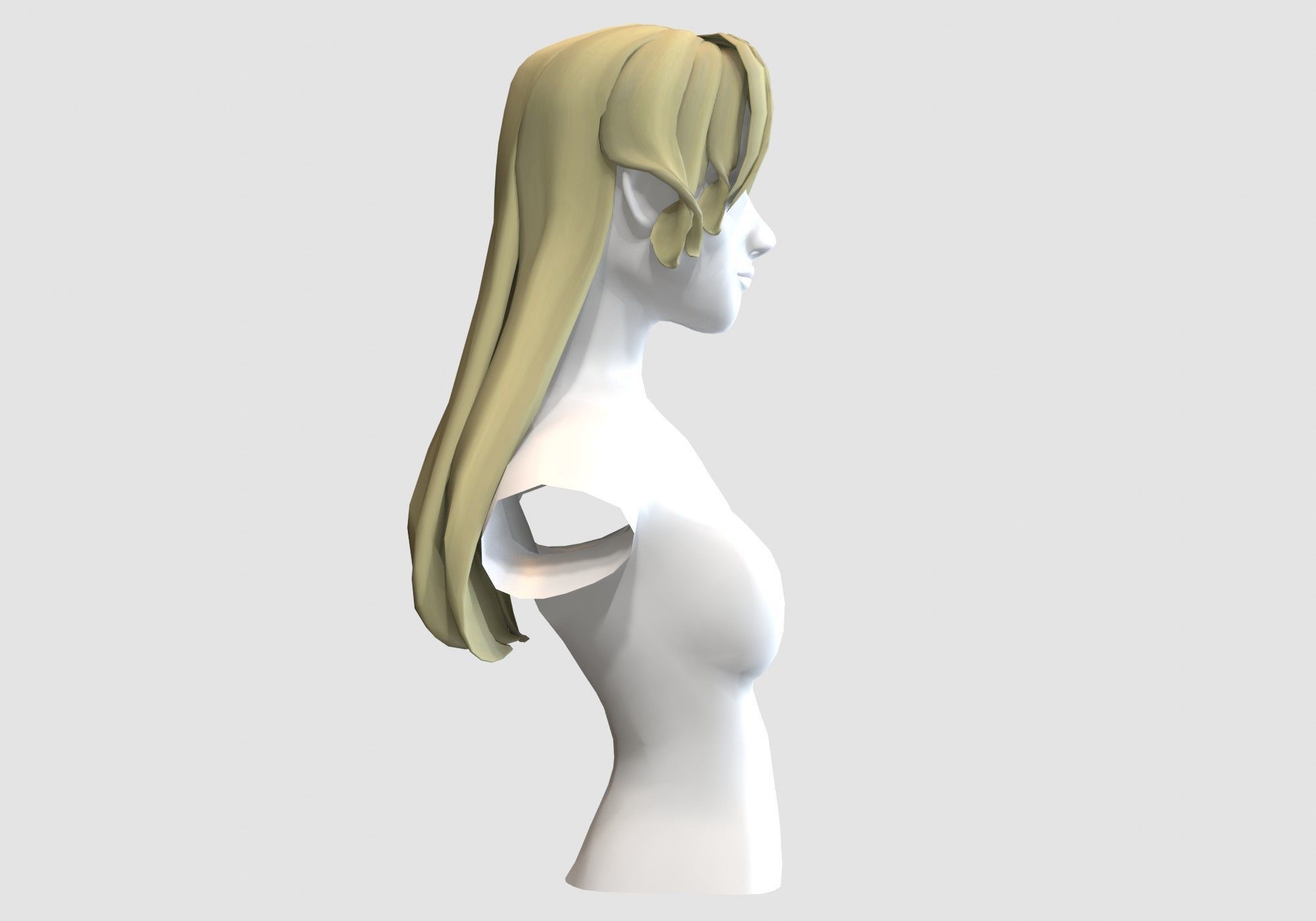 Female Blond Hairstyle Low-poly 3D model_2