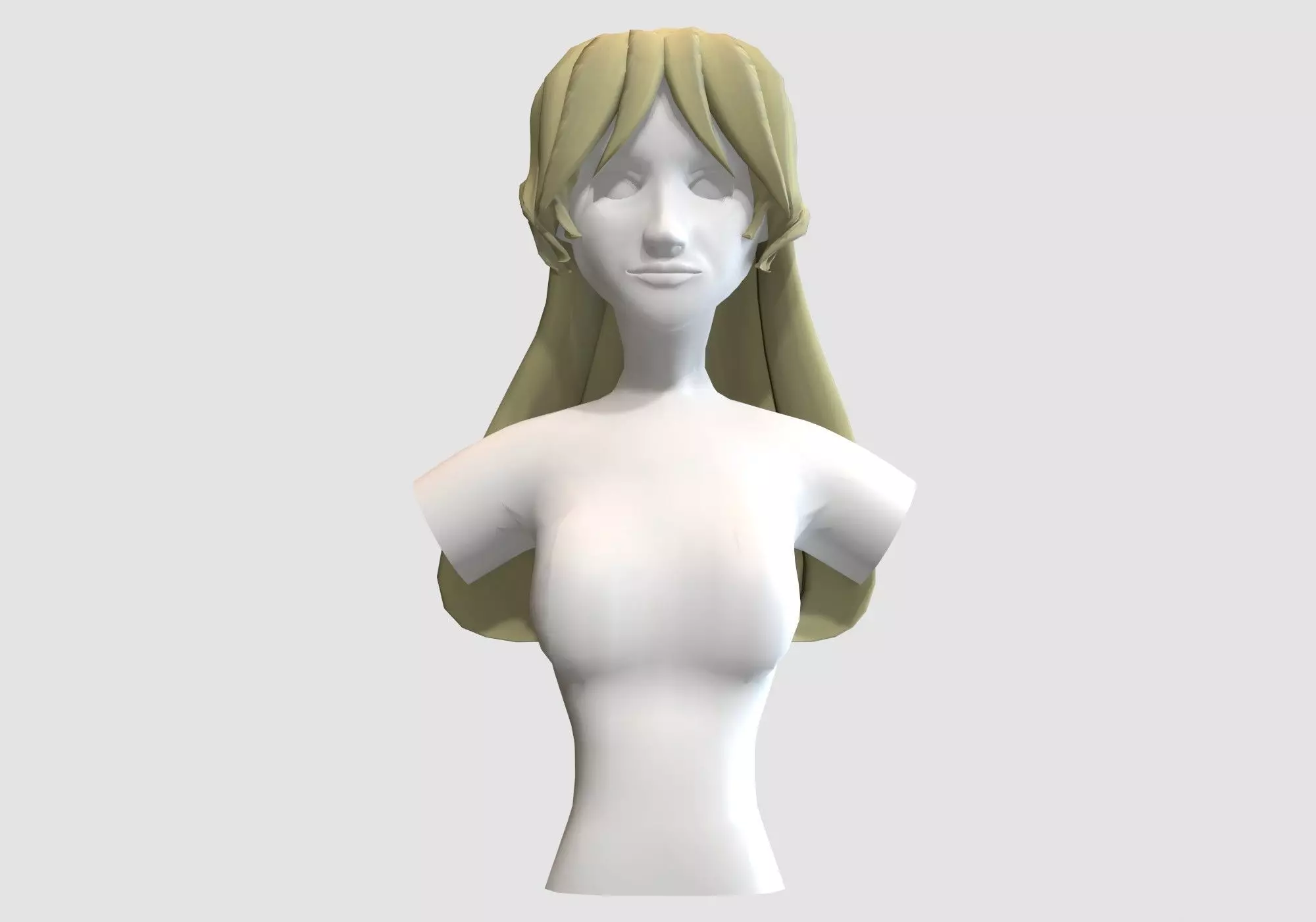 Female Blond Hairstyle Low-poly 3D model_0