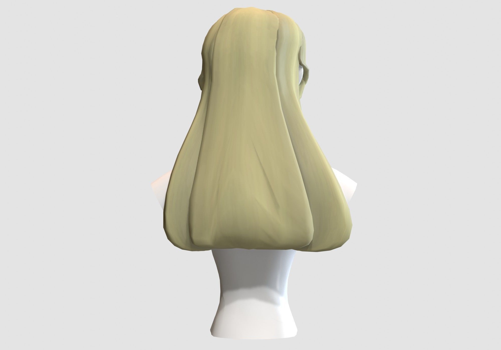 Female Blond Hairstyle Low-poly 3D model_4