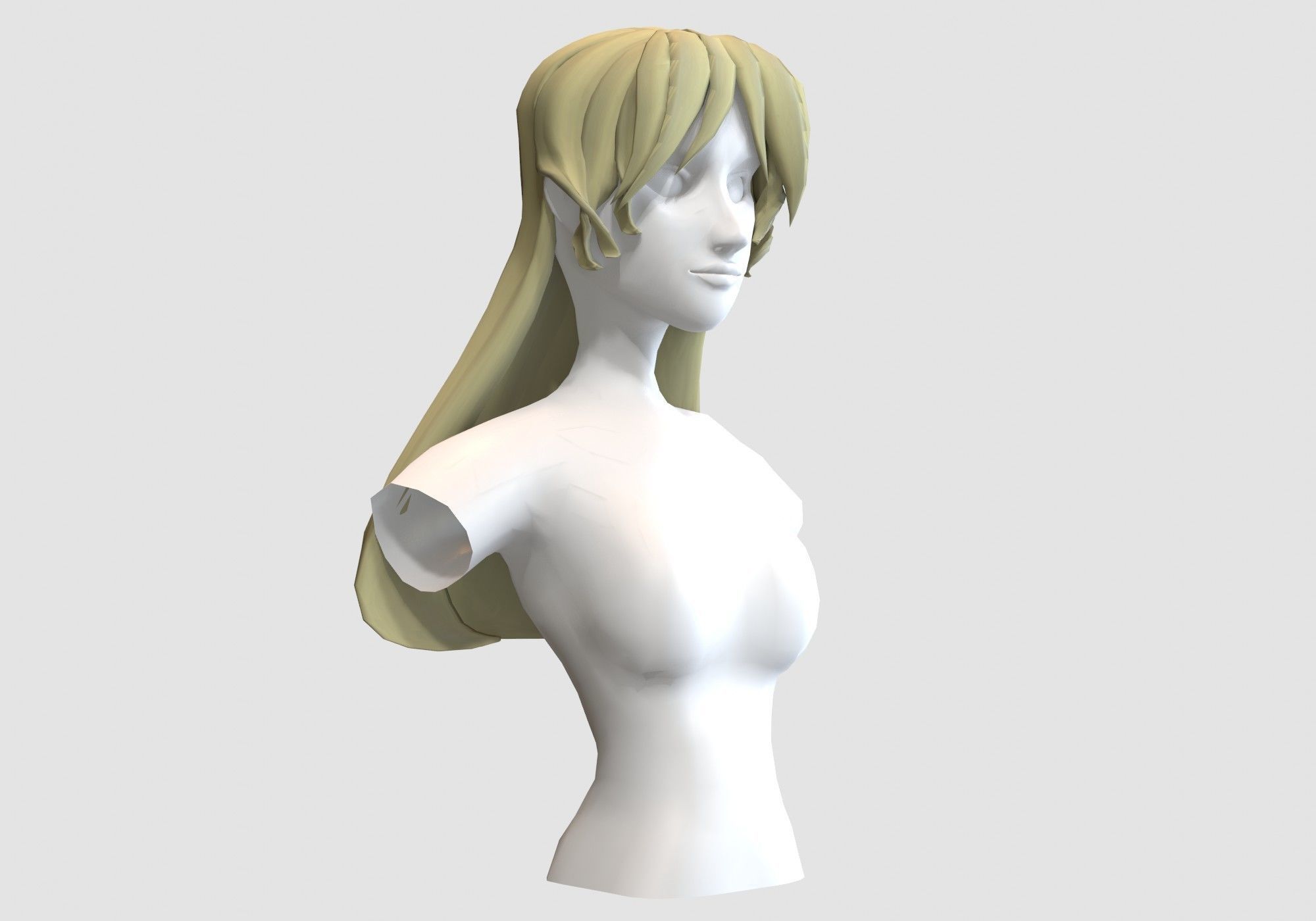 Female Blond Hairstyle Low-poly 3D model_1