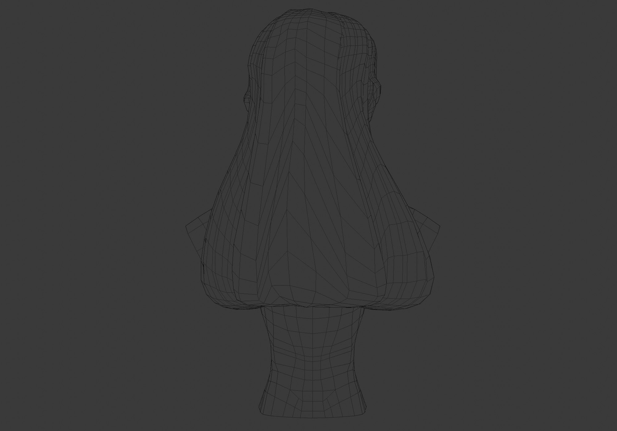 Female Blond Hairstyle Low-poly 3D model_9