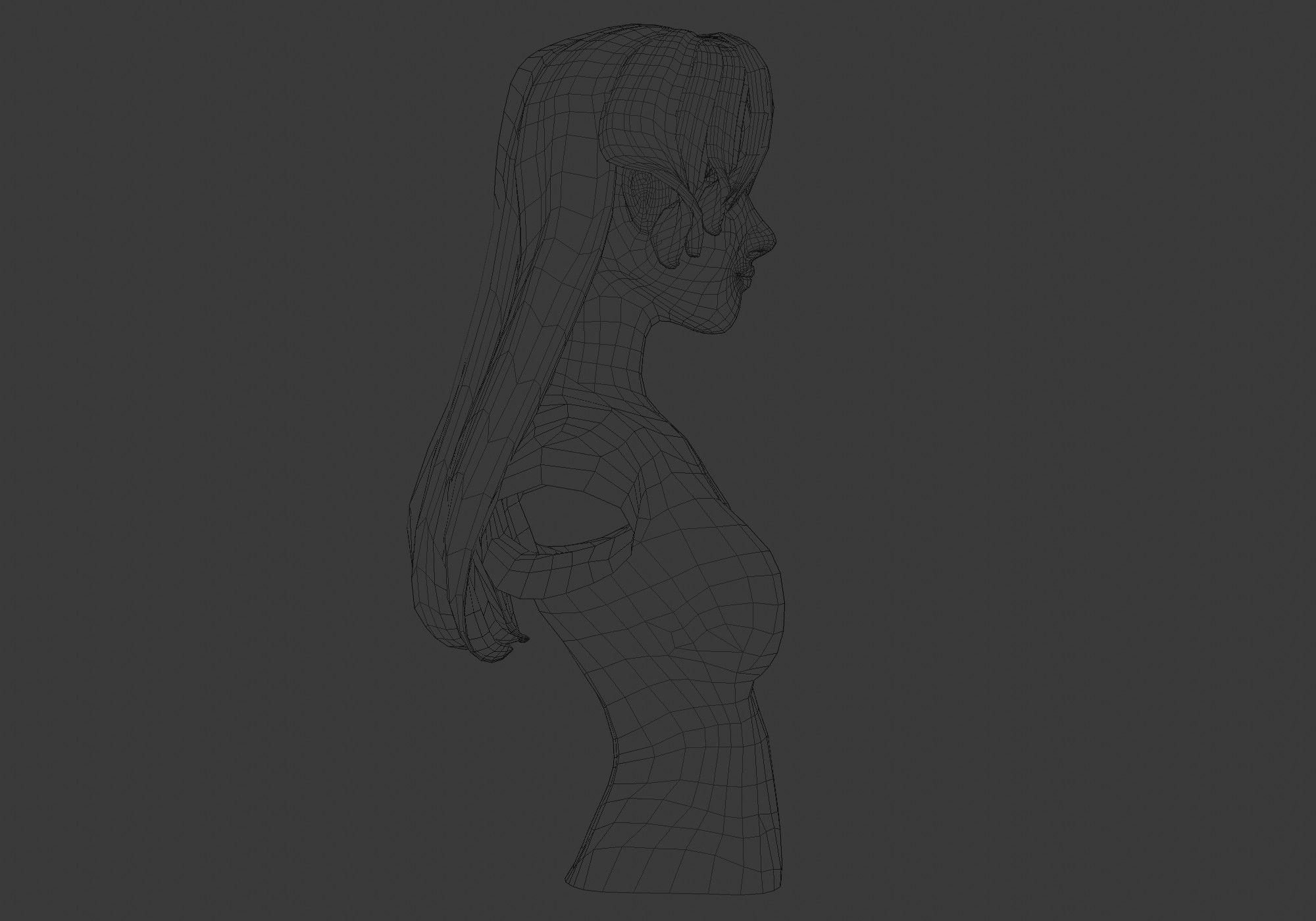 Female Blond Hairstyle Low-poly 3D model_7