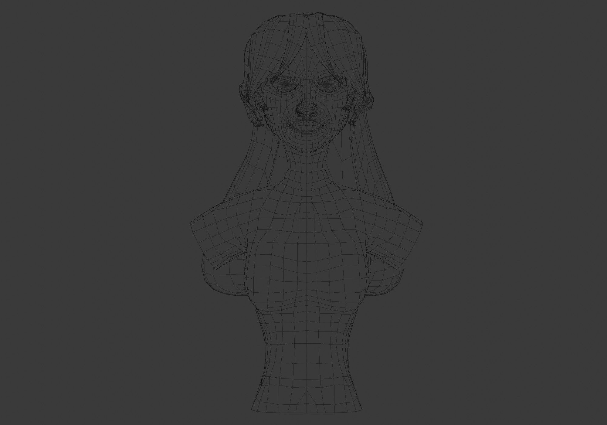 Female Blond Hairstyle Low-poly 3D model_5
