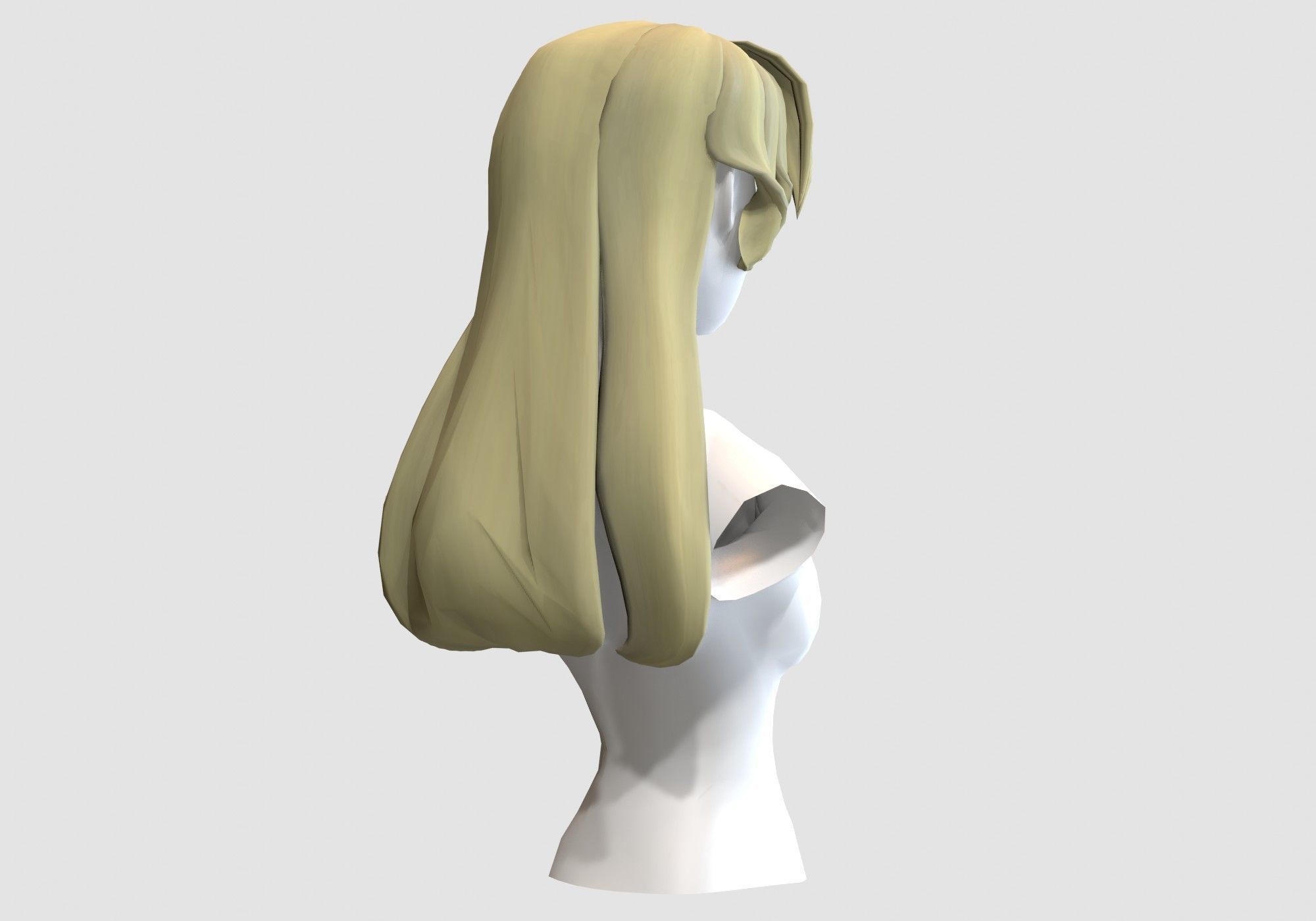 Female Blond Hairstyle Low-poly 3D model_3
