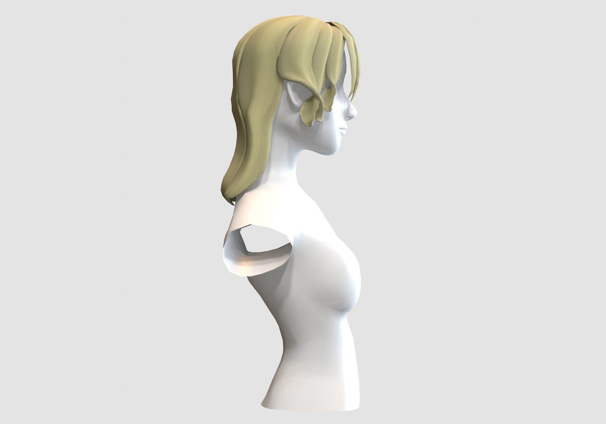 Female Bangs Hairstyle Low-poly 3D model_2