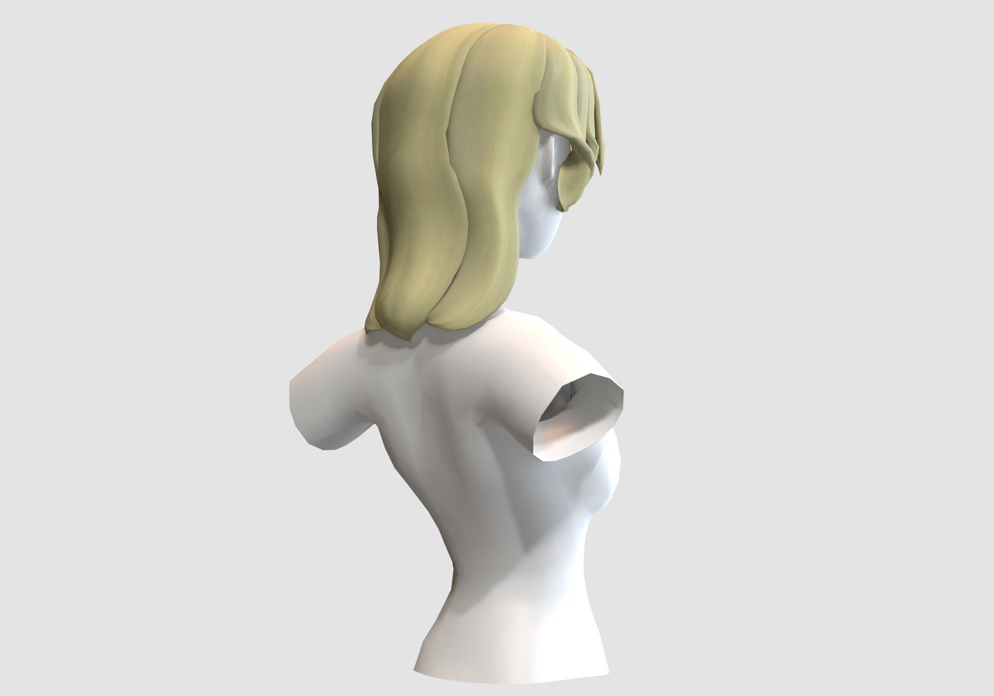 Female Bangs Hairstyle Low-poly 3D model_3