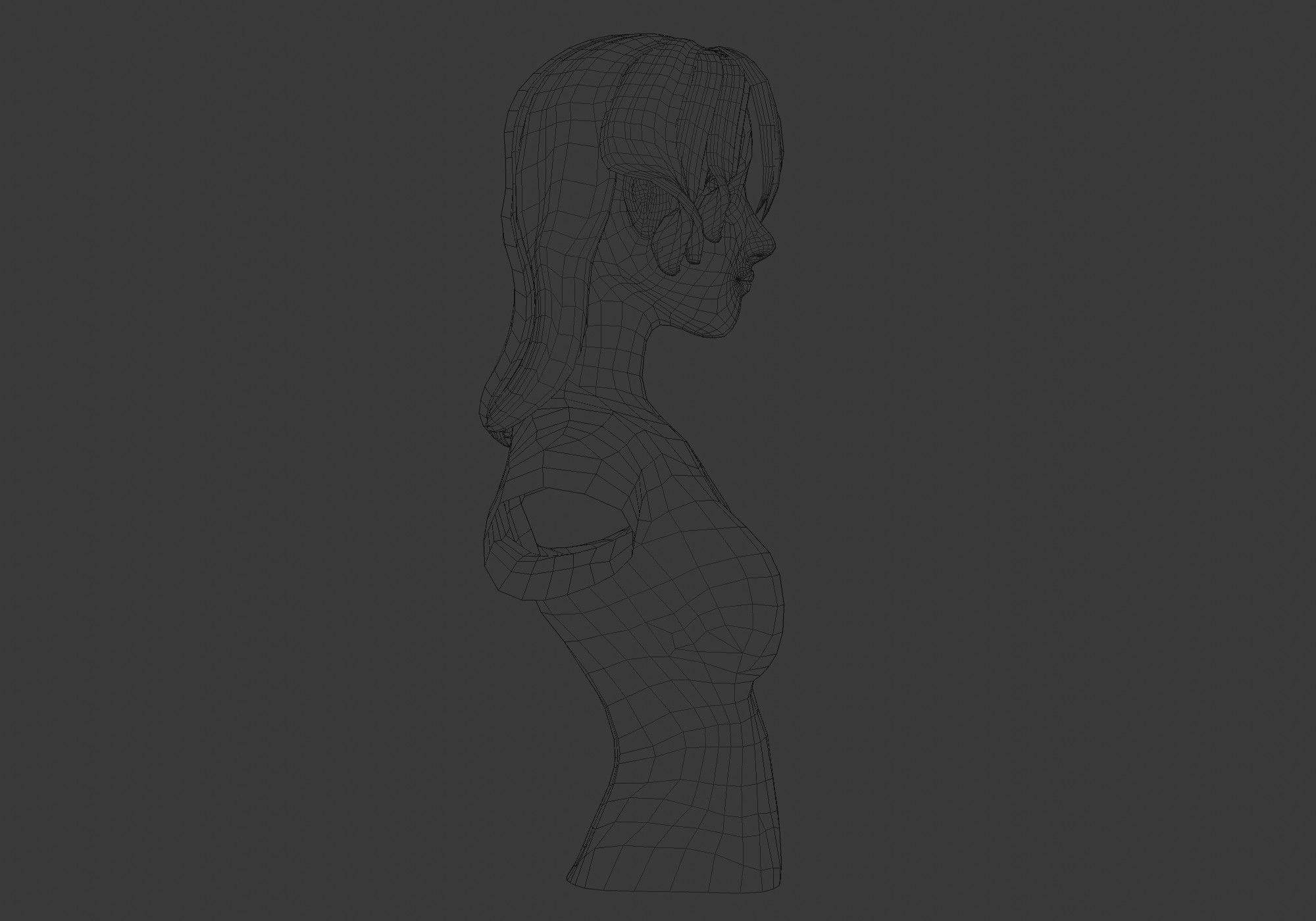 Female Bangs Hairstyle Low-poly 3D model_7