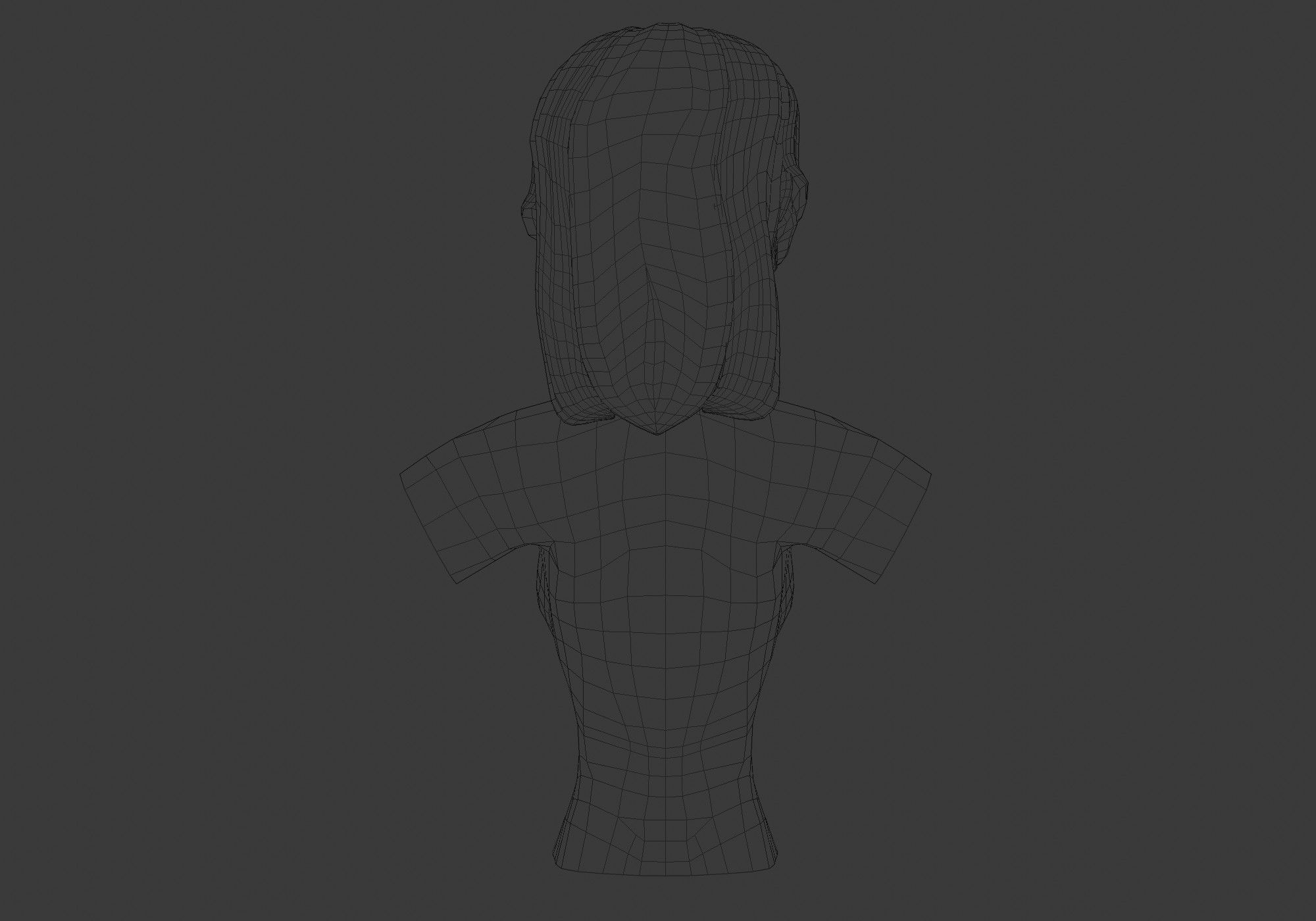 Female Bangs Hairstyle Low-poly 3D model_9