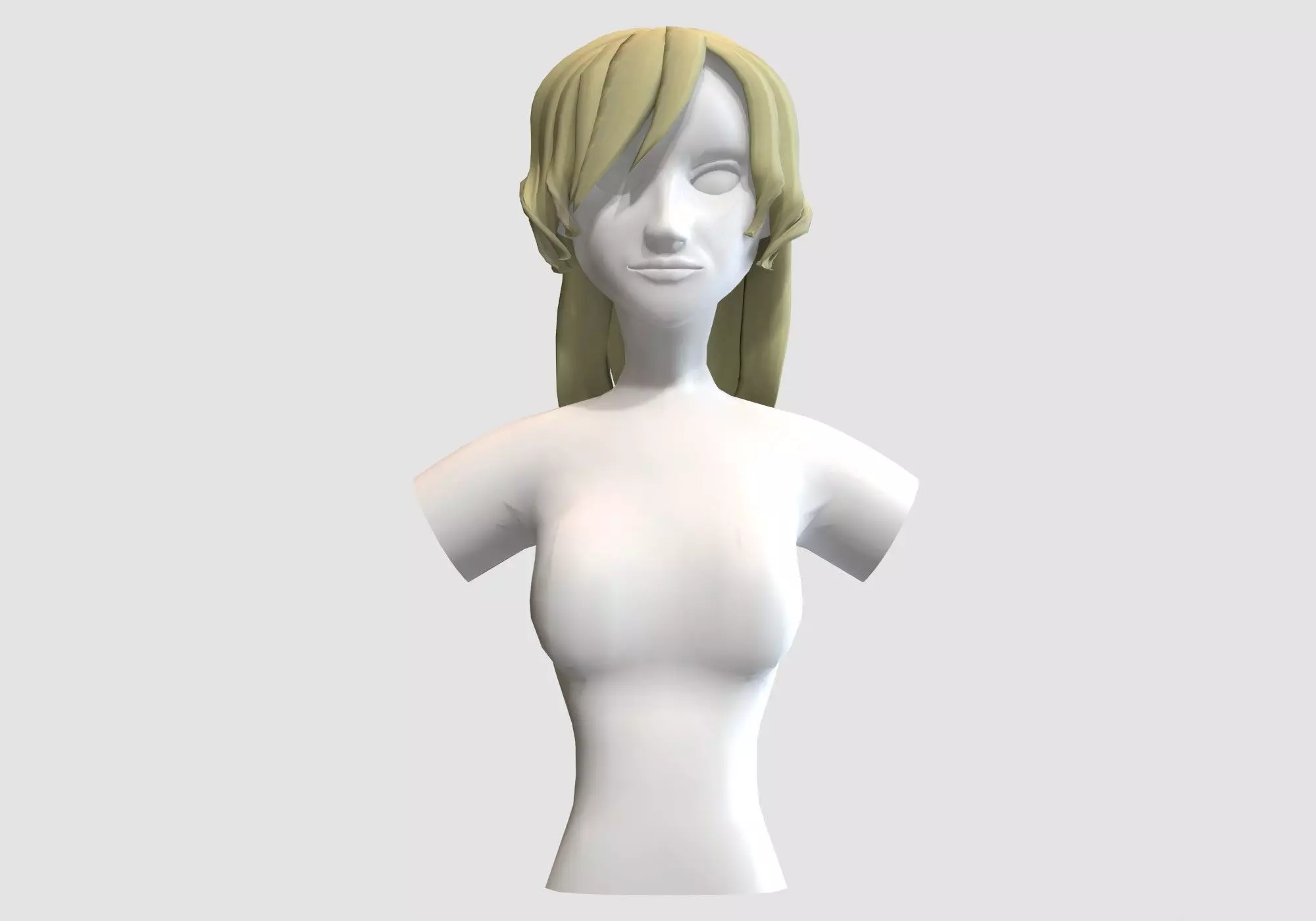 Female Bangs Hairstyle Low-poly 3D model_0