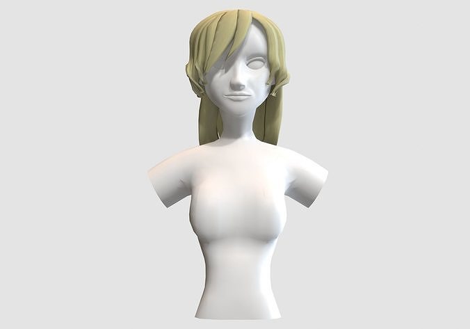 Female Bangs Hairstyle  Low-poly 3D model