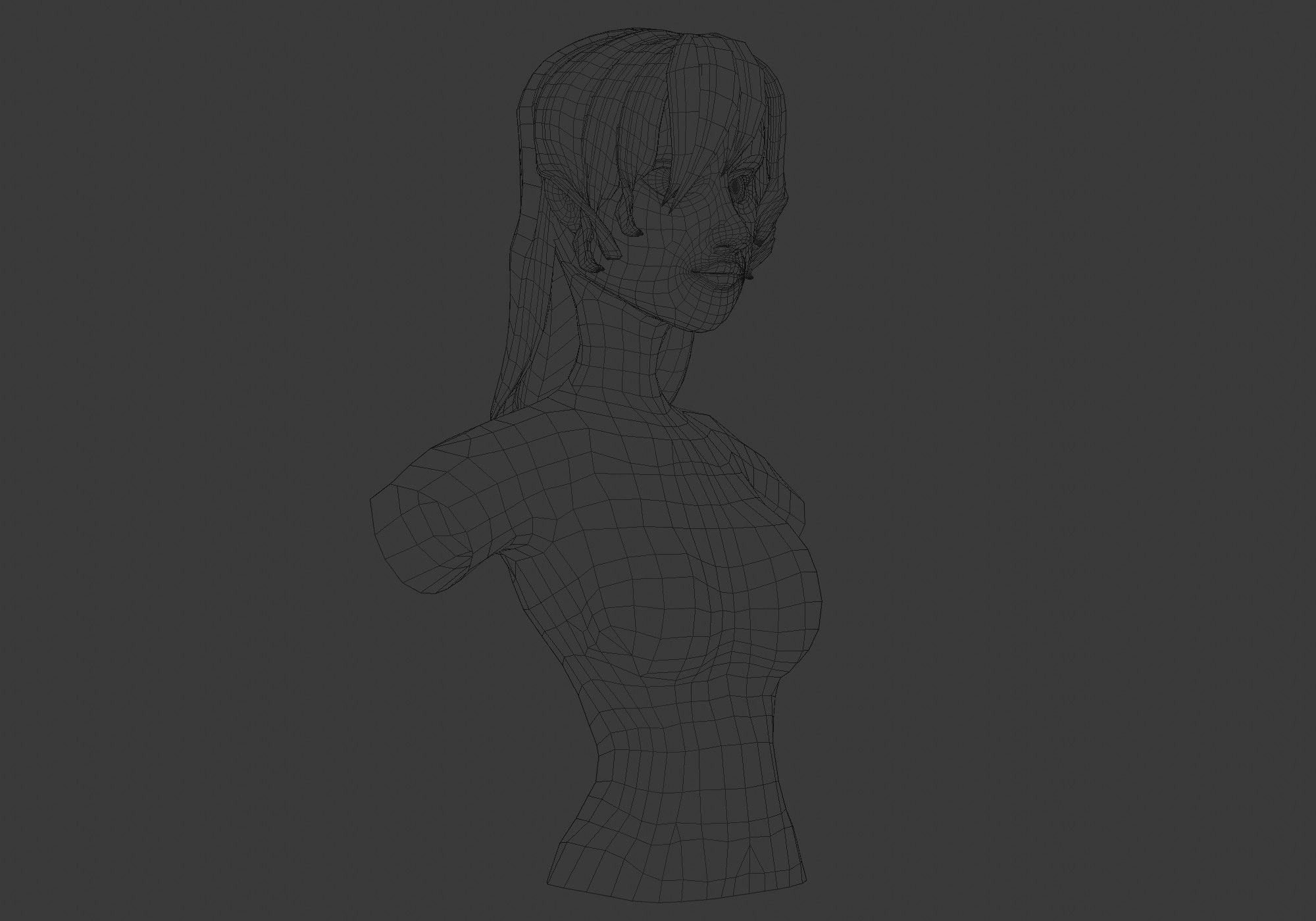 Female Bangs Hairstyle Low-poly 3D model_6