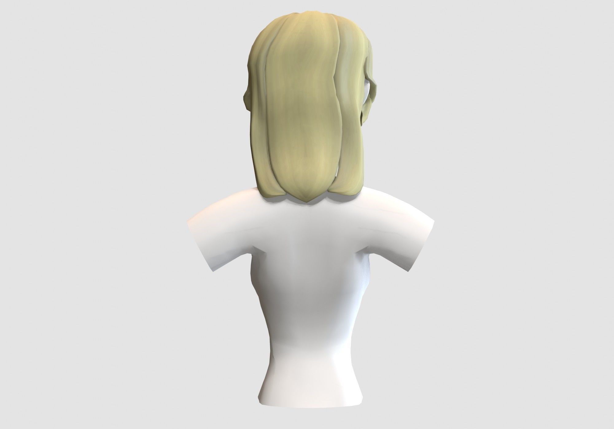 Female Bangs Hairstyle Low-poly 3D model_4