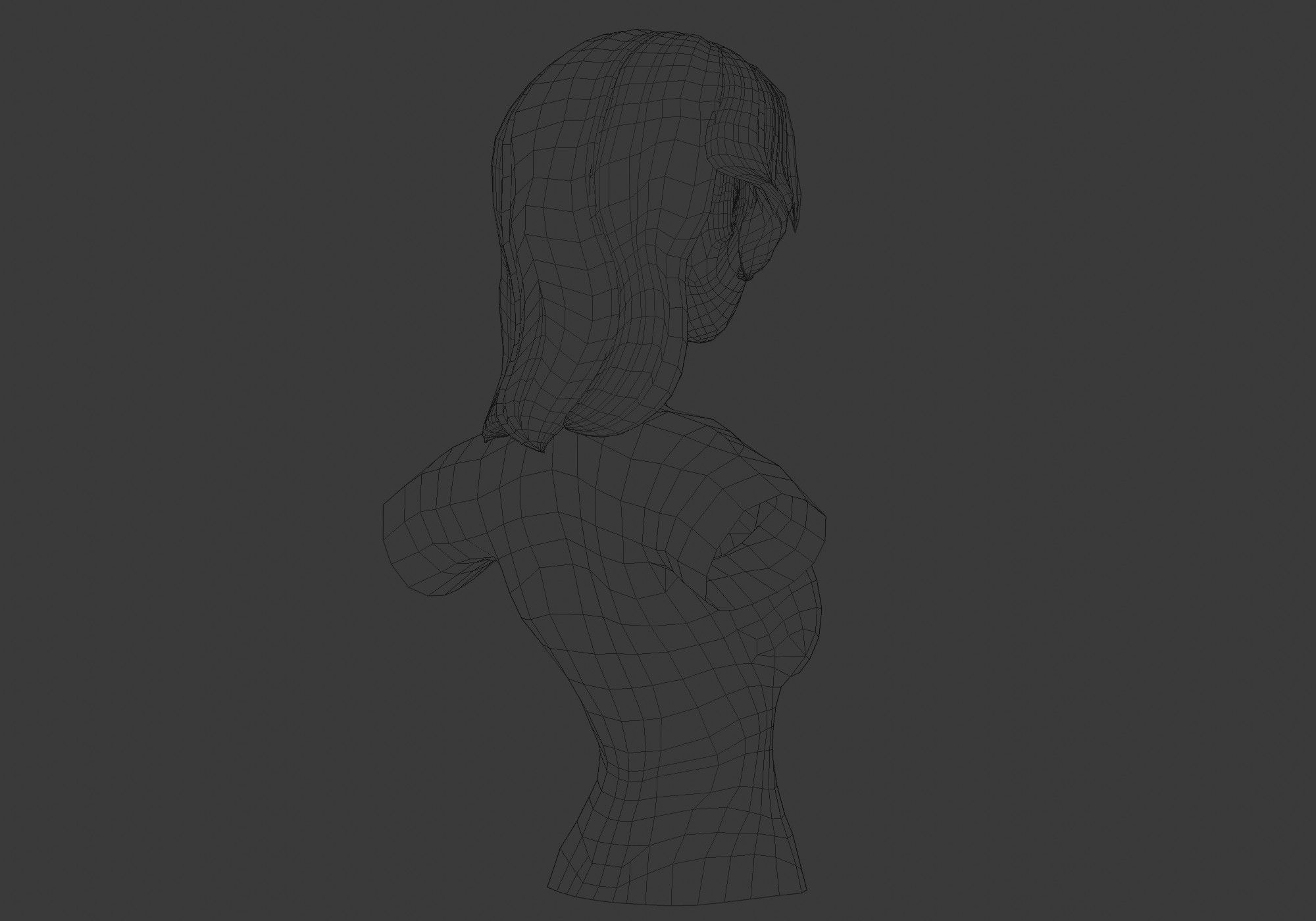 Female Bangs Hairstyle Low-poly 3D model_8