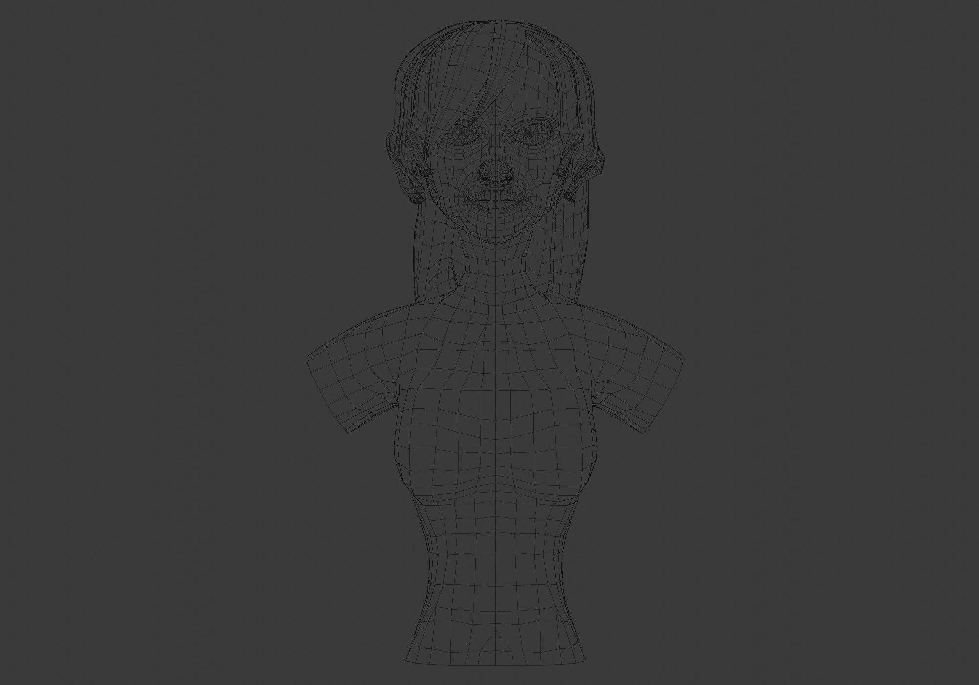 Female Bangs Hairstyle Low-poly 3D model_5