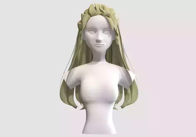 Elf Female Hairstyle16452  Low-poly 3D model