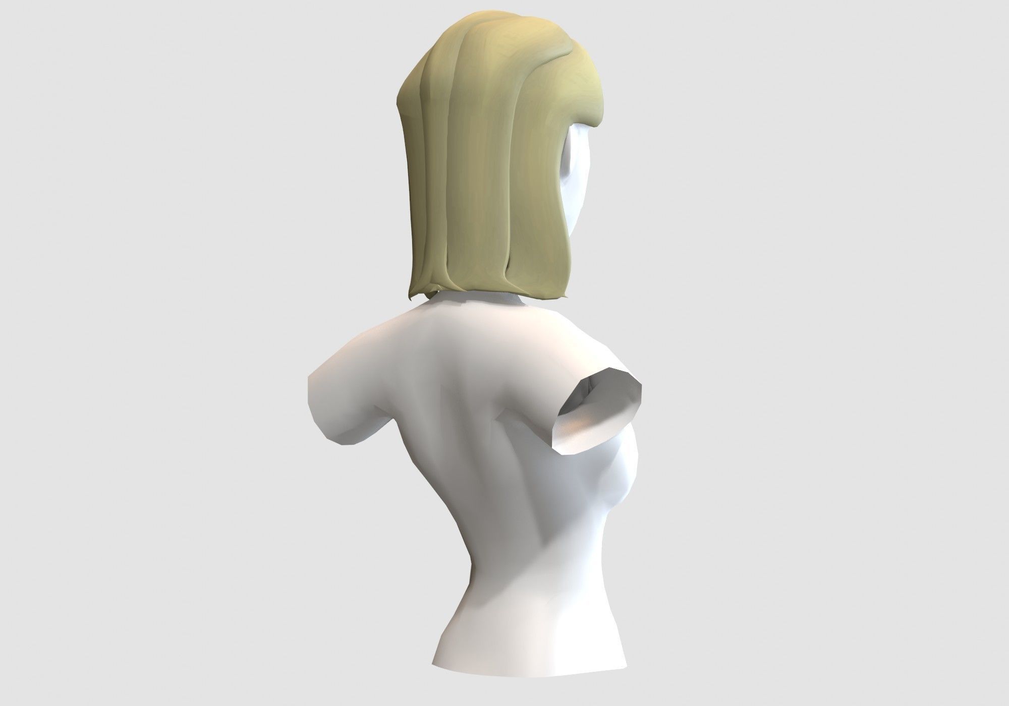 Classic Female Hairstyle Low-poly 3D model_3
