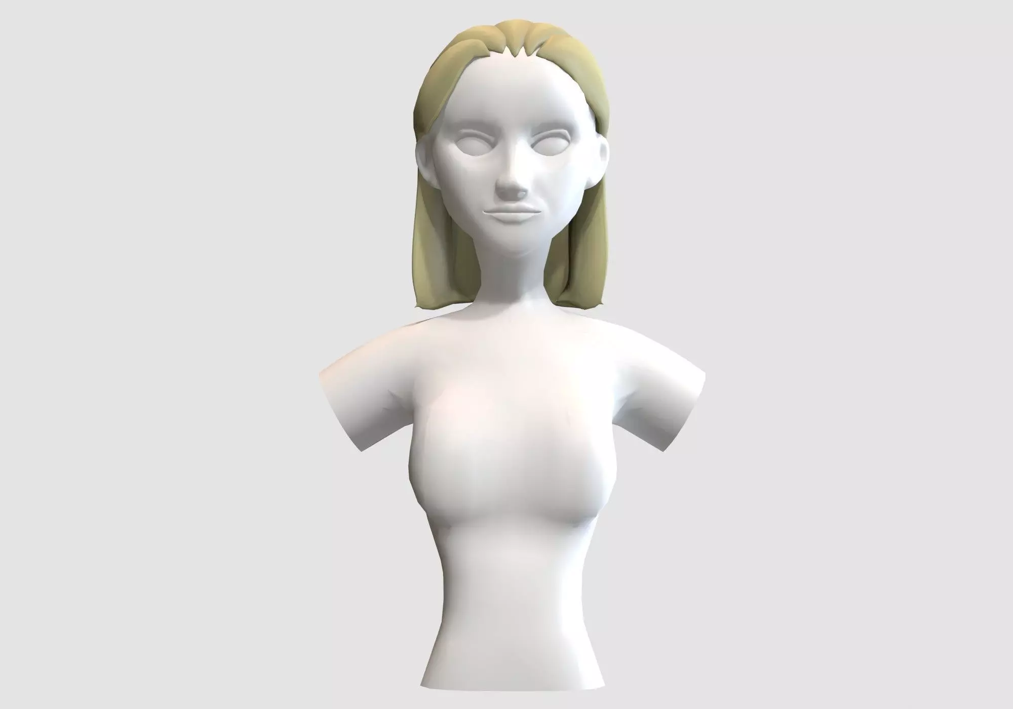 Classic Female Hairstyle Low-poly 3D model_0