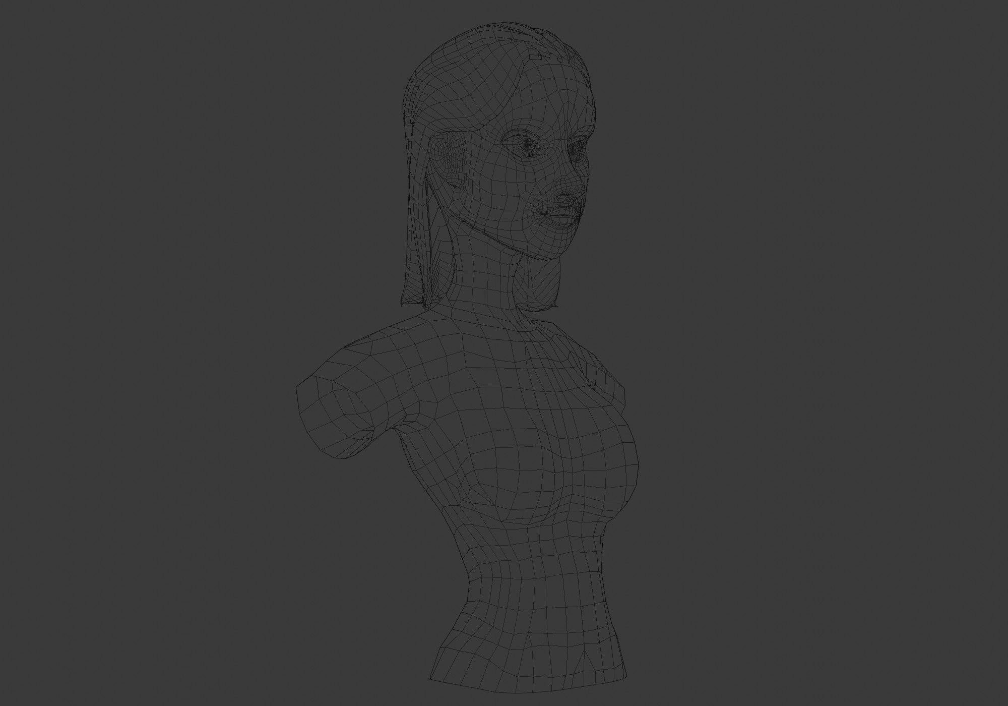 Classic Female Hairstyle Low-poly 3D model_6