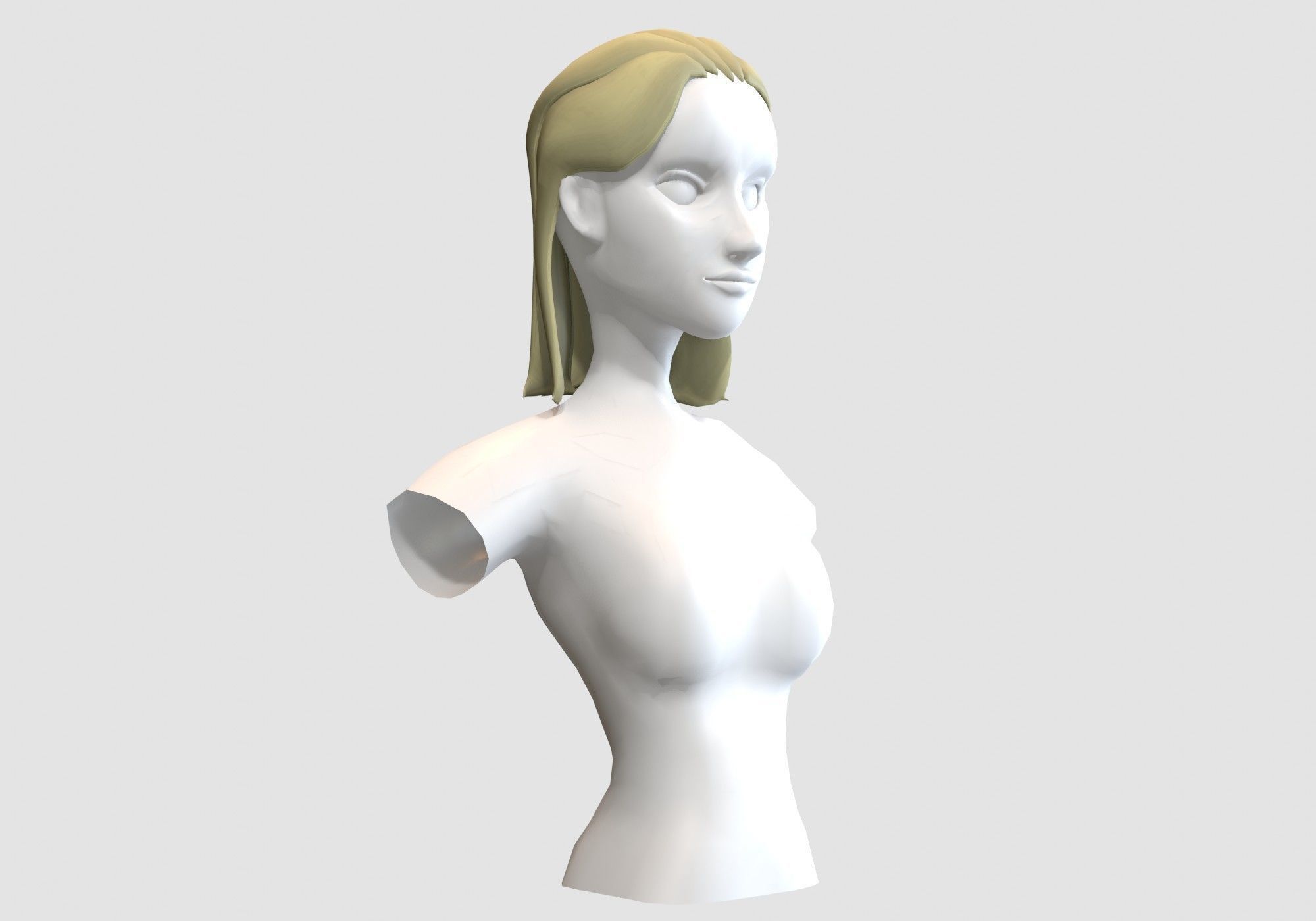 Classic Female Hairstyle Low-poly 3D model_1