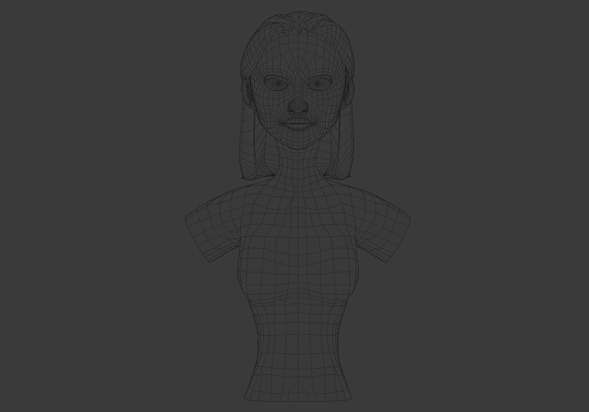 Classic Female Hairstyle Low-poly 3D model_5