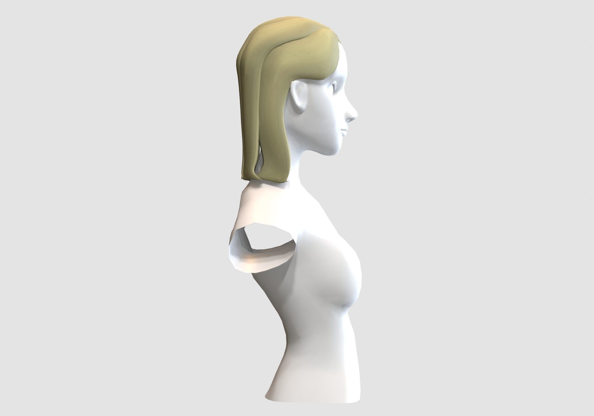 Classic Female Hairstyle Low-poly 3D model_2