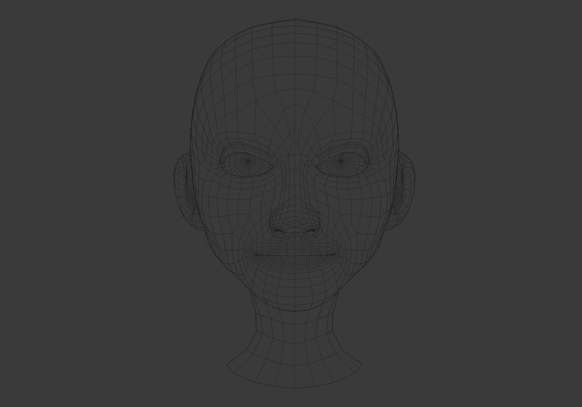 Cartoon Female Head Low-poly 3D model_5