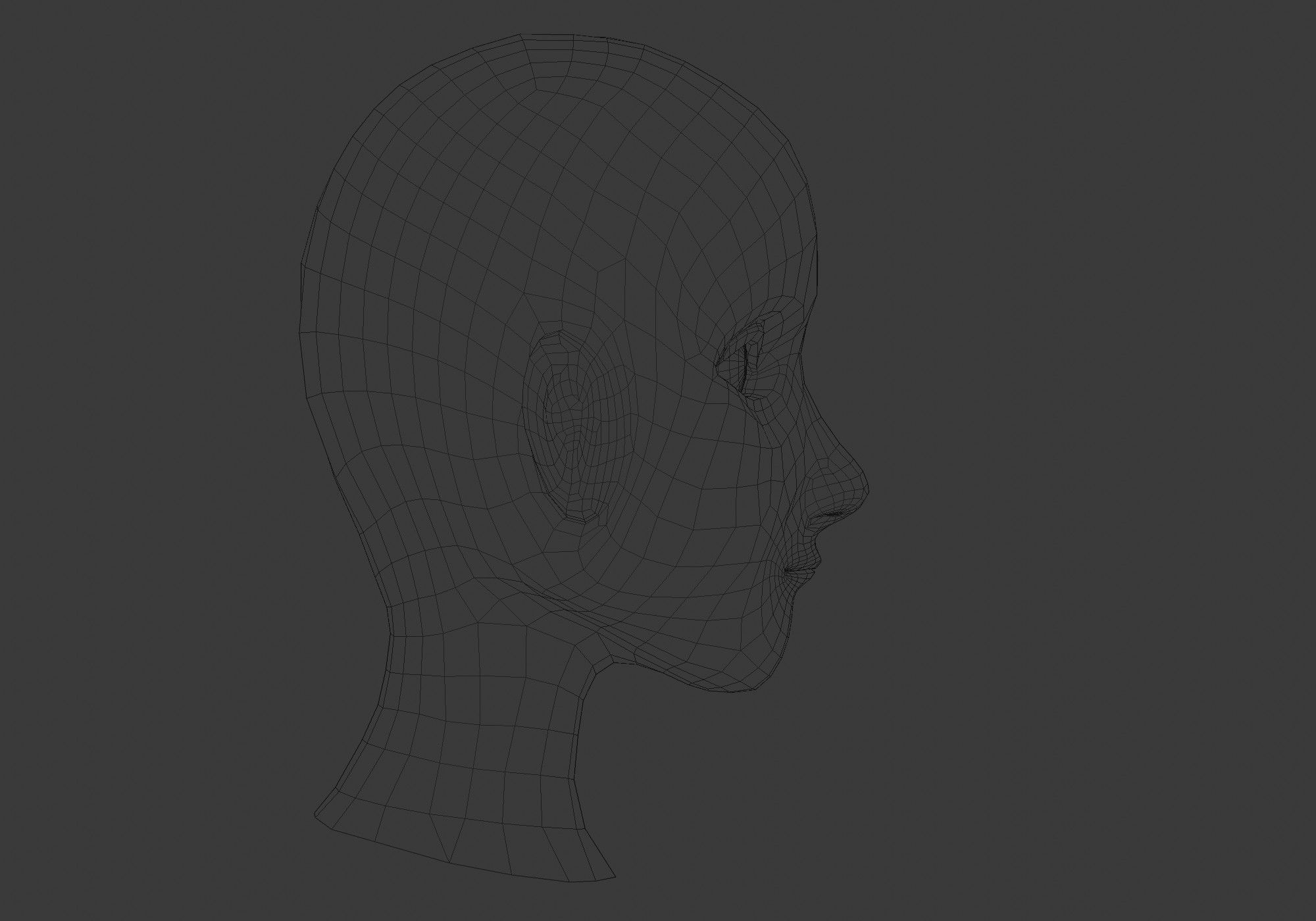 Cartoon Female Head Low-poly 3D model_7
