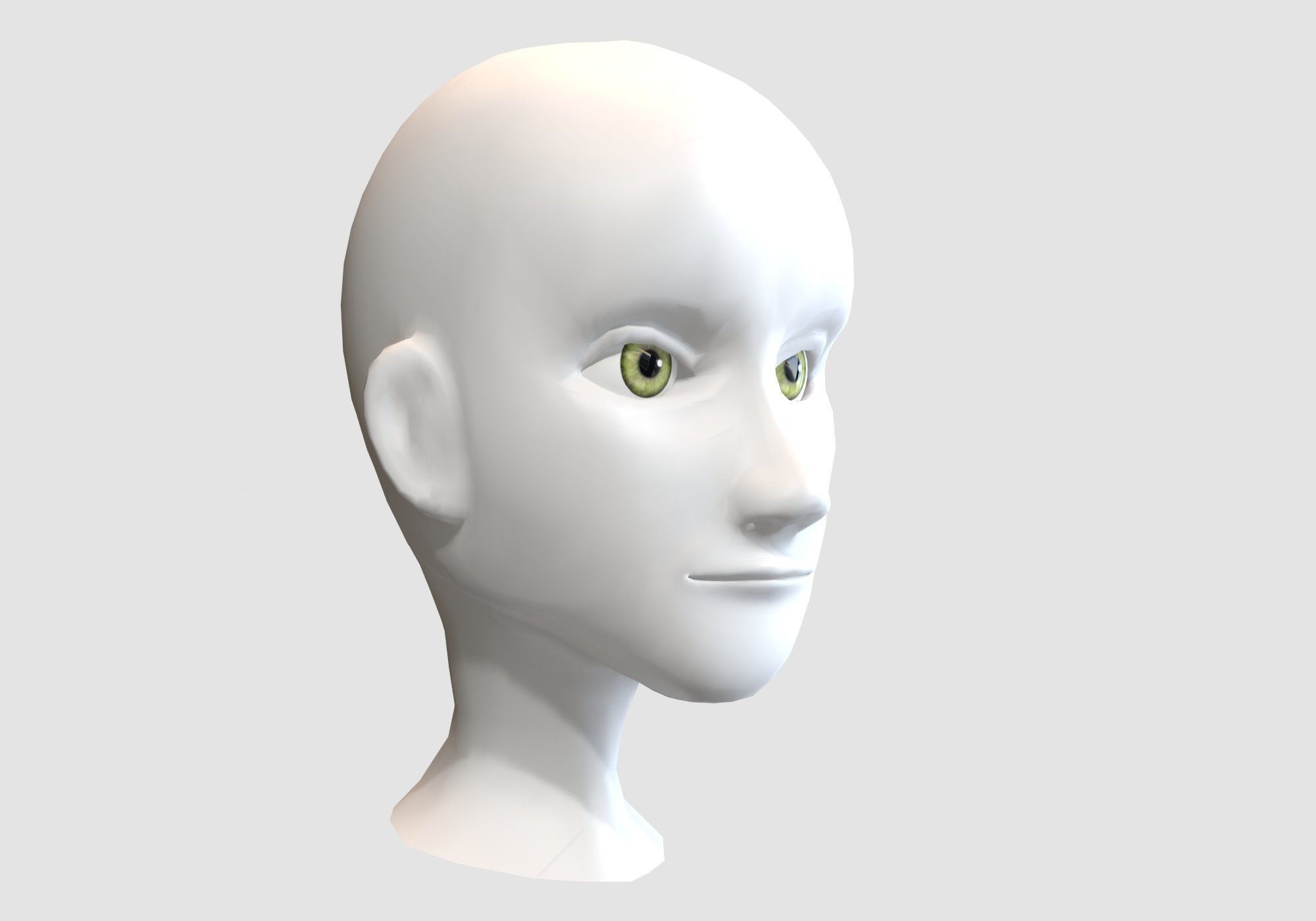Cartoon Female Head Low-poly 3D model_1
