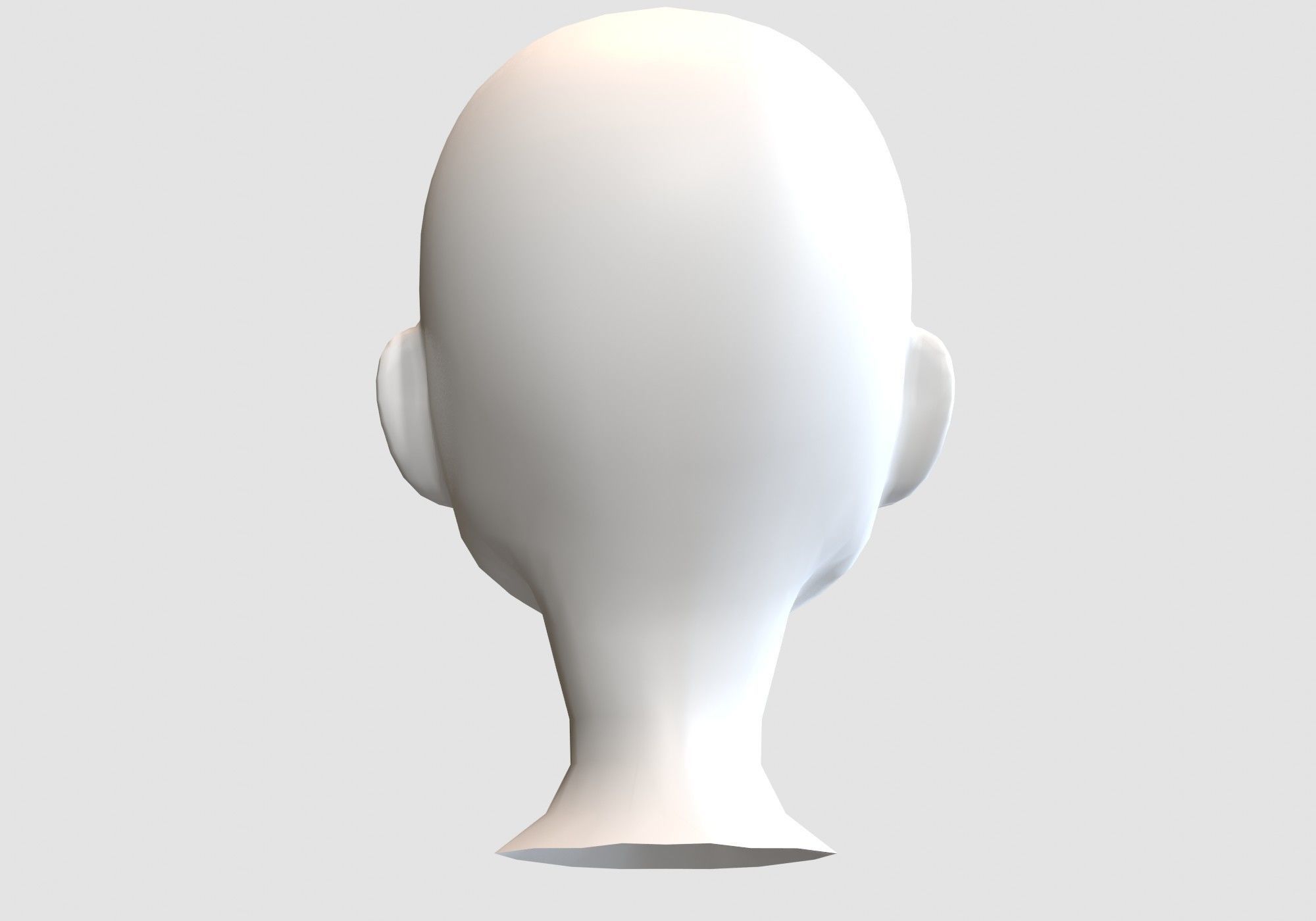 Cartoon Female Head Low-poly 3D model_4