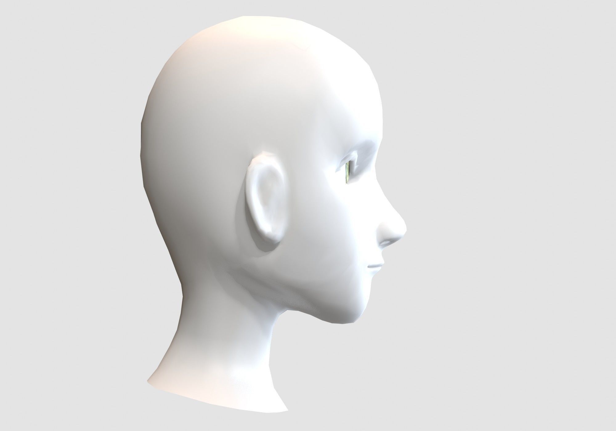 Cartoon Female Head Low-poly 3D model_2