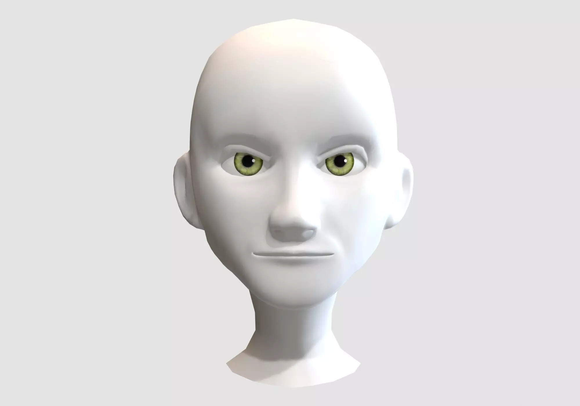Cartoon Female Head Low-poly 3D model_0