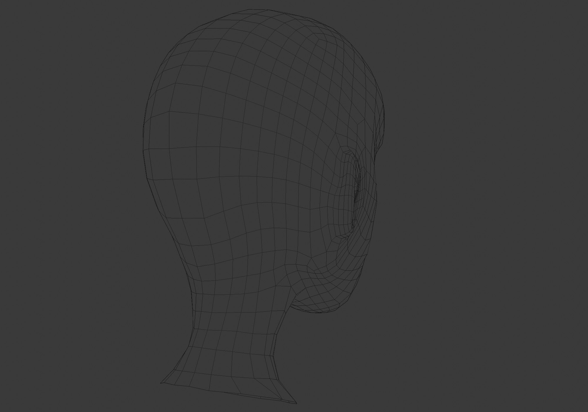 Cartoon Female Head Low-poly 3D model_8