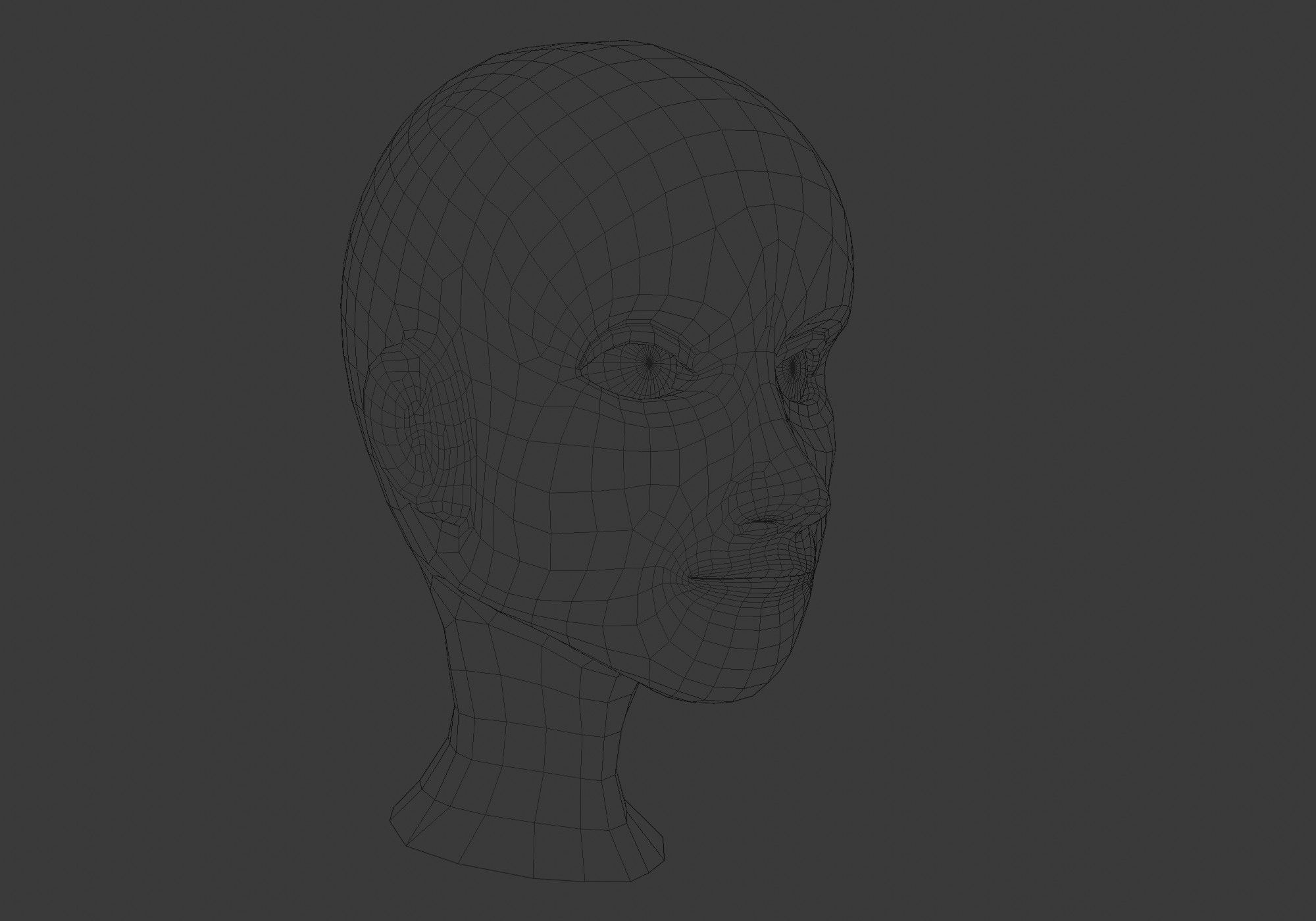 Cartoon Female Head Low-poly 3D model_6