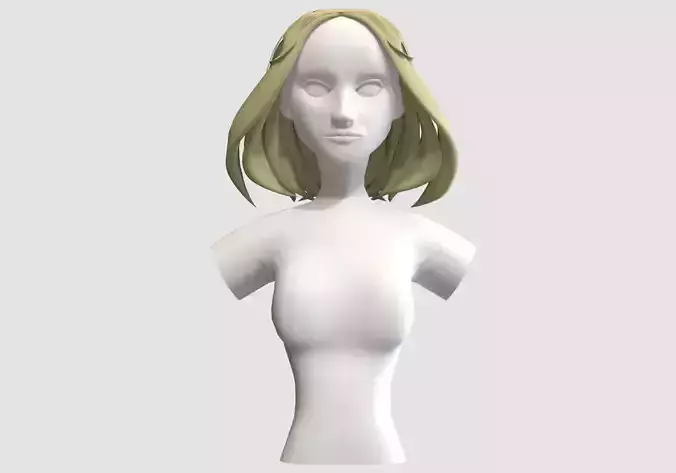 Blond Wavy Hairstyle  Low-poly 3D model