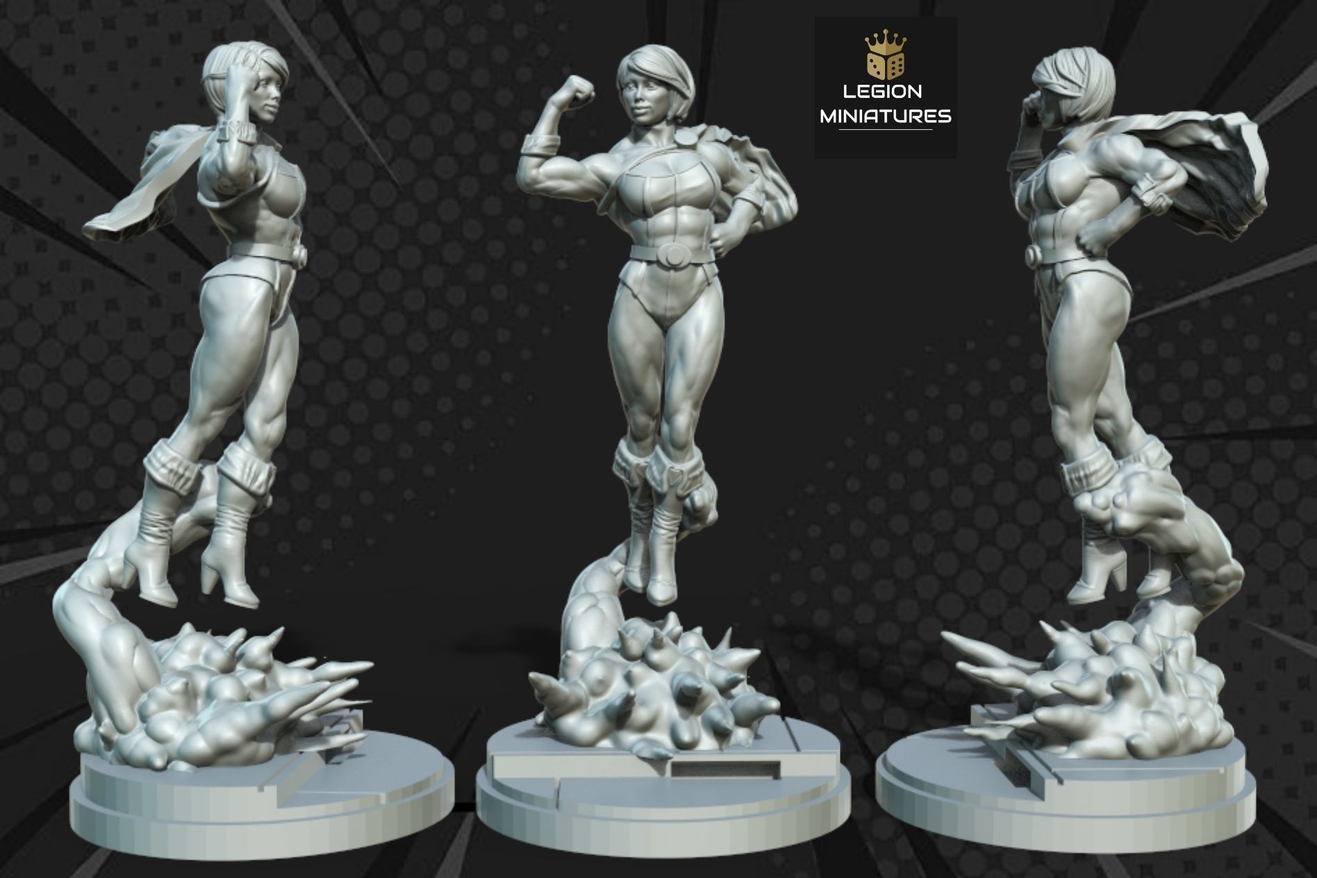 MARVEL CRISIS PROTOCOL POWER GIRL PRESUPPORTED INCLUDED 3D print model_1