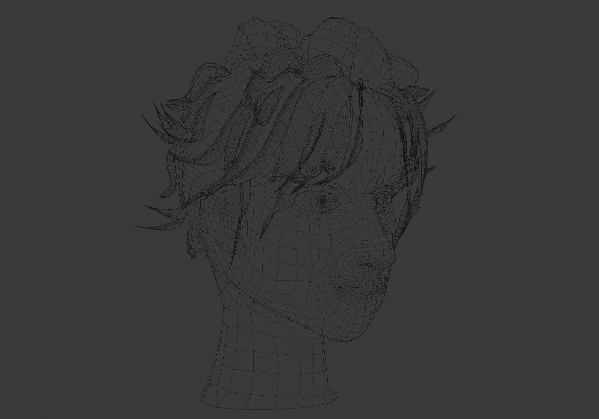 Bangs Male Hairstyle  Low-poly 3D model_6